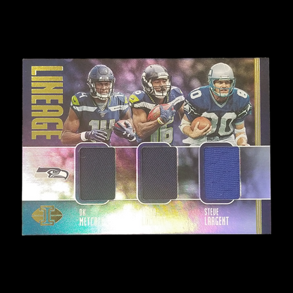 2019 Panini Illusions DK Metcalf , Tyler Lockett , Steve Largent Triple Jersey Relic