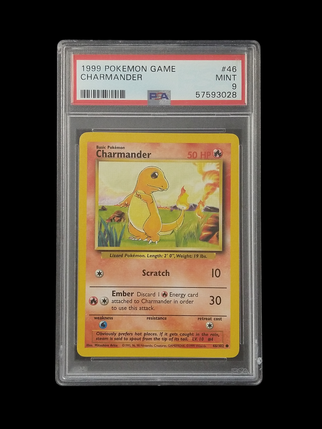 1999 Pokémon Base Set Unlimited Charmander PSA 9