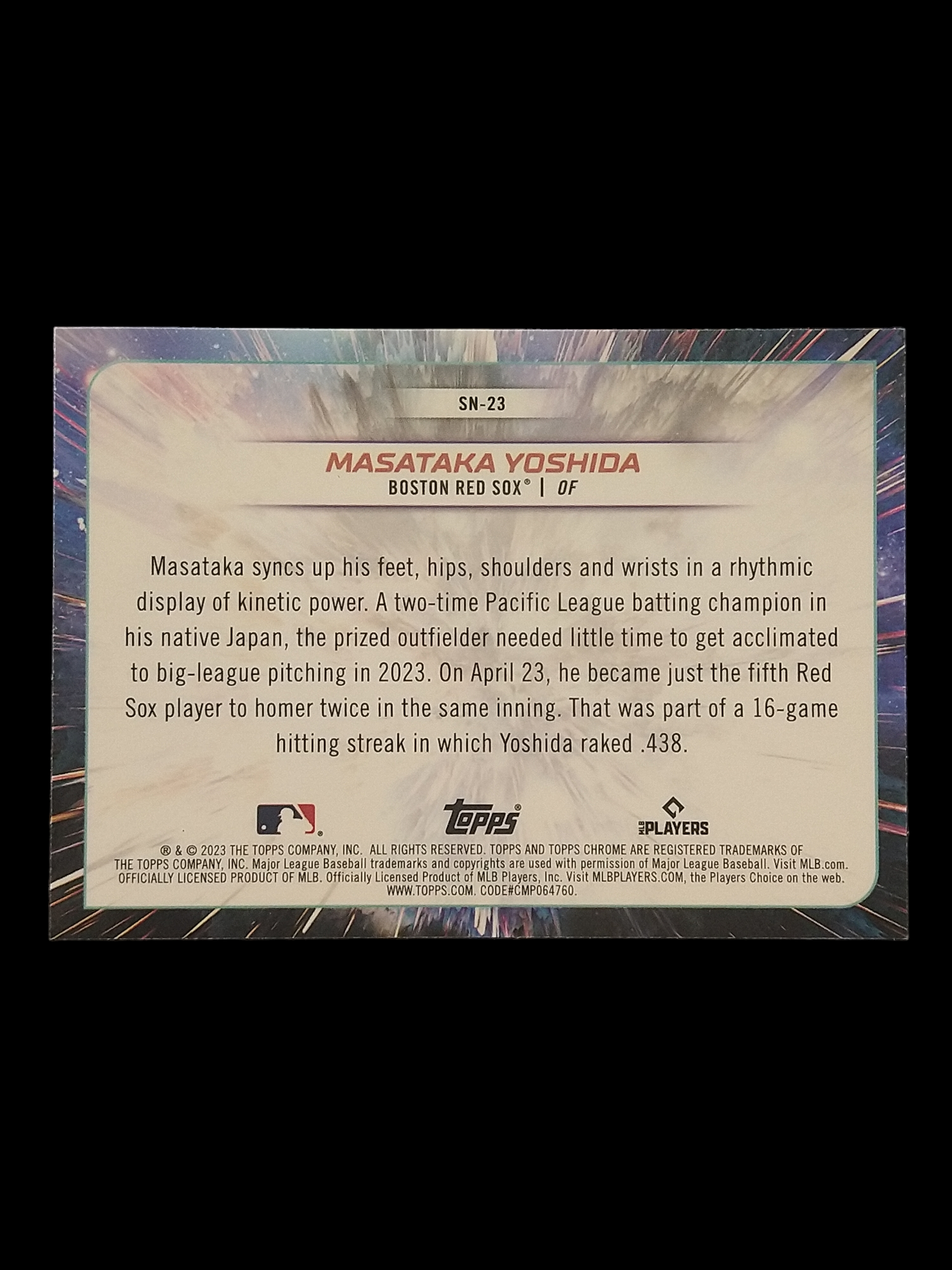 2023 Topps Cosmic Chrome Masataka Yoshida Super Nova Rookie SP