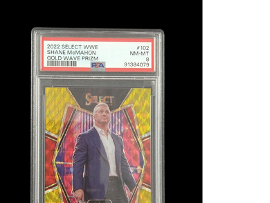 2022 Panini Select Shane McMahon Gold Wave Prizm /10 PSA 8