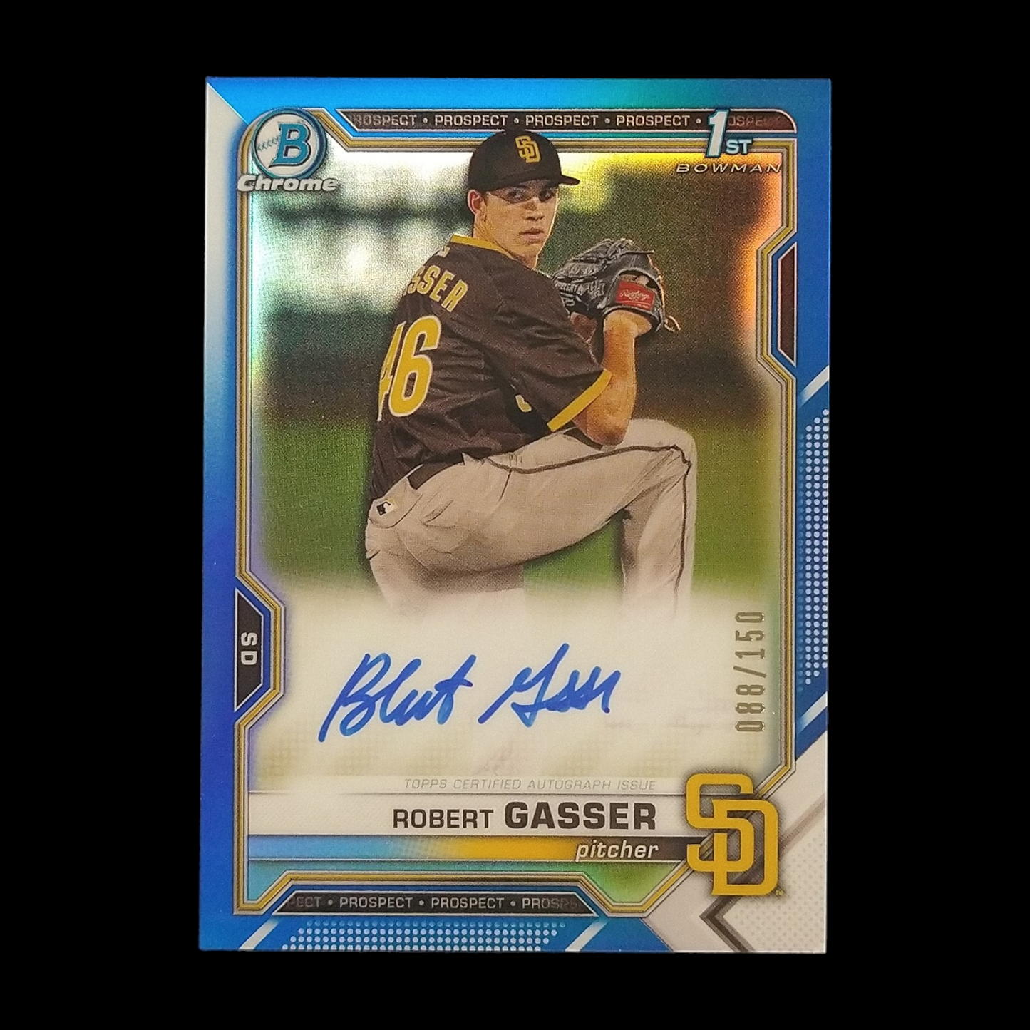 2021 Bowman Chrome Robert Gasser Blue Refractor Autograph /150