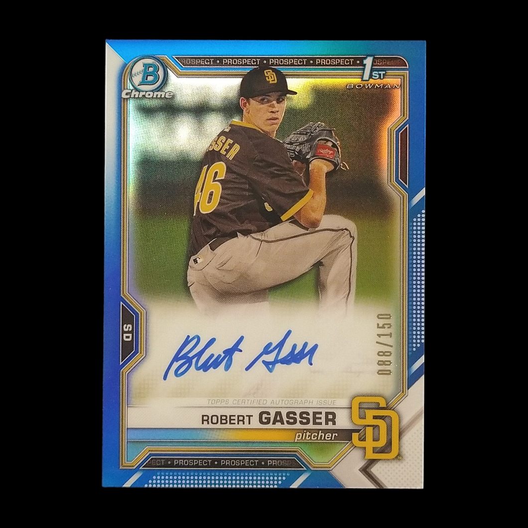 2021 Bowman Chrome Robert Gasser Blue Refractor Autograph /150