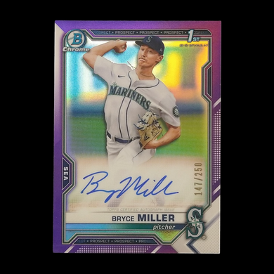 2021 Bowman Chrome Bryce Miller Purple Refractor Autograph /250