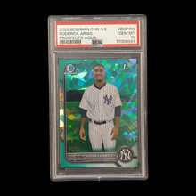 Load image into Gallery viewer, 2022 Bowman Chrome Sapphire Roderick Arias Aqua /99 PSA 10