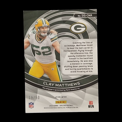2023 Panini Spectra Clay Matthews Blue Prizm Autograph /50