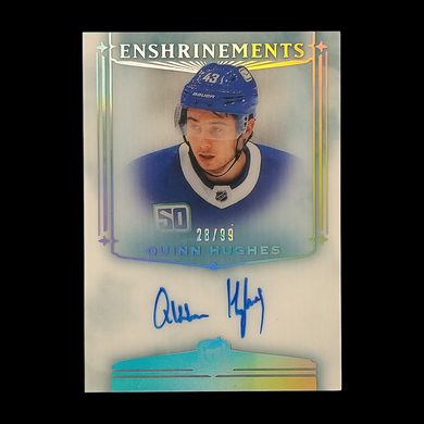 2019-20 Upper Deck The Cup Quinn Hughes Enshrinements Rookie Autograph /99