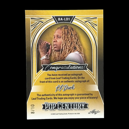 2024 Leaf Metal Pop Century Lil Durk Autograph /10