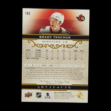 Load image into Gallery viewer, 2021-22 Upper Deck Artifacts Brady  Tkachuk Dual Jersey Autograph /65