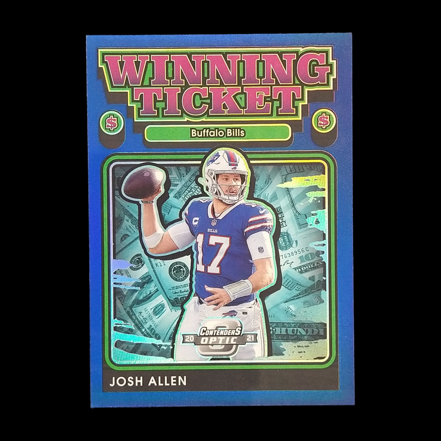 2021 Panini Contenders Optic Josh Allen Winning Ticket Blue Prizm /99