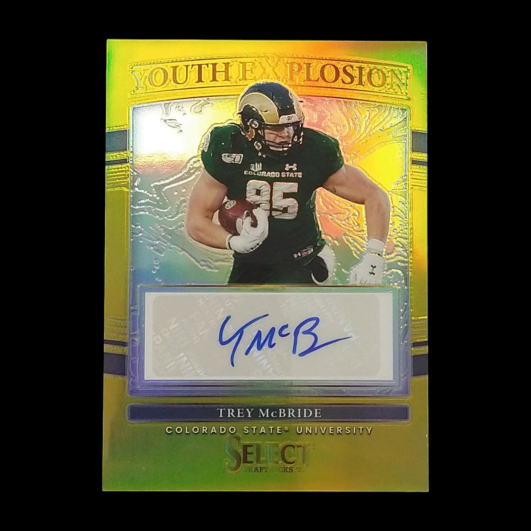 2023 Panini Select Draft Trey McBride Youth Explosion Gold Prizm Autograph /10