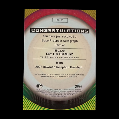 2022 Topps Inception Elly De La Cruz Autograph /75