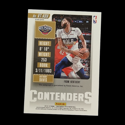 2018-19 Panini Optic Contenders Anthony Davis Blue Prizm Autograph /35