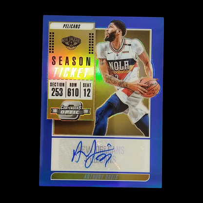 2018-19 Panini Optic Contenders Anthony Davis Blue Prizm Autograph /35