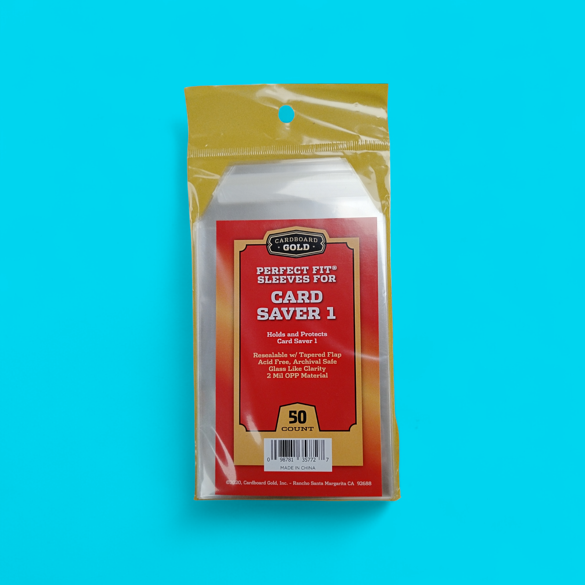 Trading Card Sleeves 50 Cardboard Gold Perfect Fit Sleeves For Card Saver 1  - Clear, Resealable, Archival Safe BCW Sports Trading Card Sleeves & Bags  With Resealable