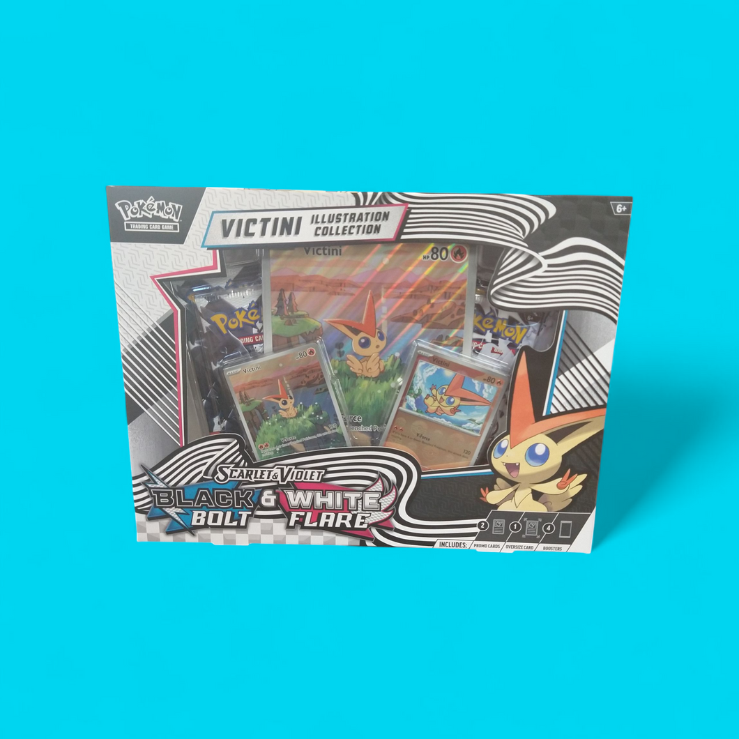 Pokemon Scarlet & violet black bolt & white flare victini illustration collection box