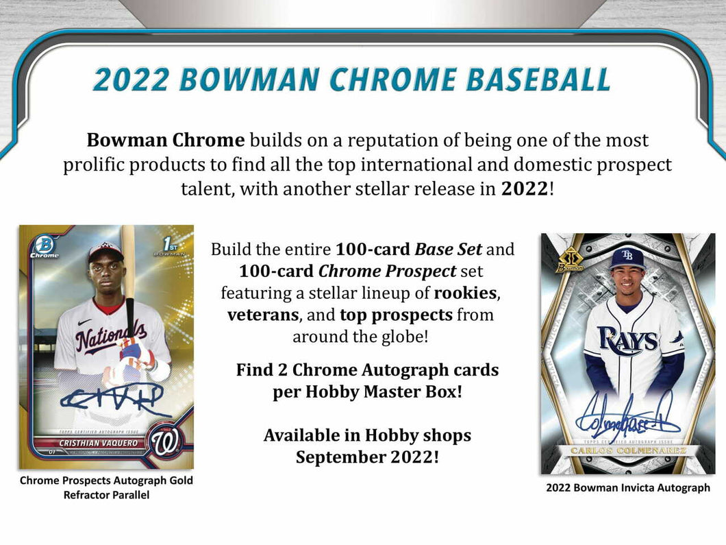 2022 Bowman Chrome baseball Hobby Box – SCJ